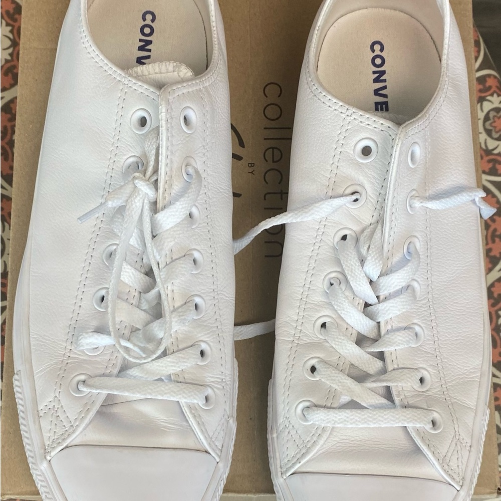 Converse Leather White Lace-Up Sneakers
